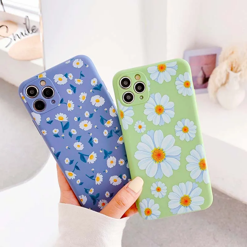Flower Silicone Case For iPhone 11 Pro Max X XR XS Max 7 8 Plus SE 2020 Cute Floral Soft Back Cover Coque