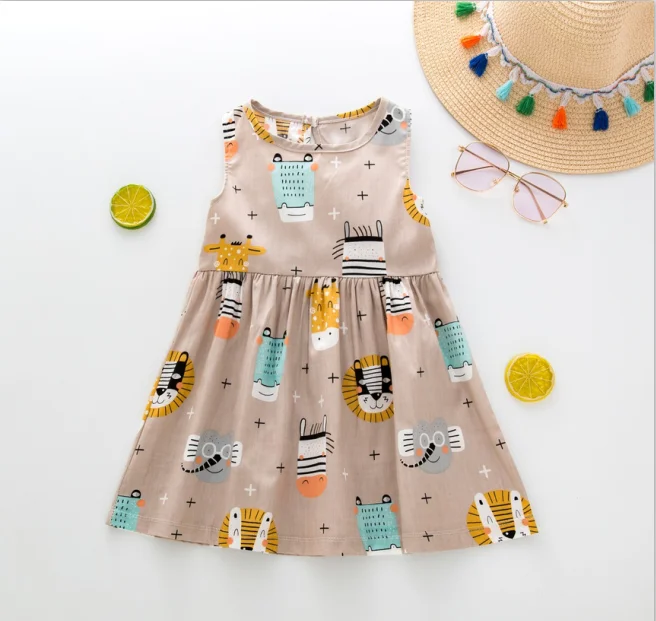 2020 new arrival girls dress baby girls cartoon pattern sleeveless dresses