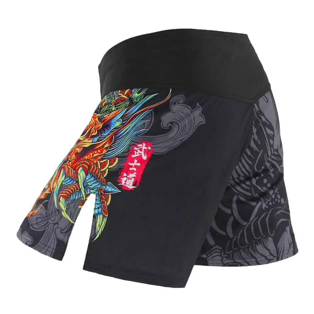 SUOTF Dragon Breathable Fighting MMA Shorts Grappling Sanda Muay Thai Clothing Kick Boxing Training Short mma shorts
