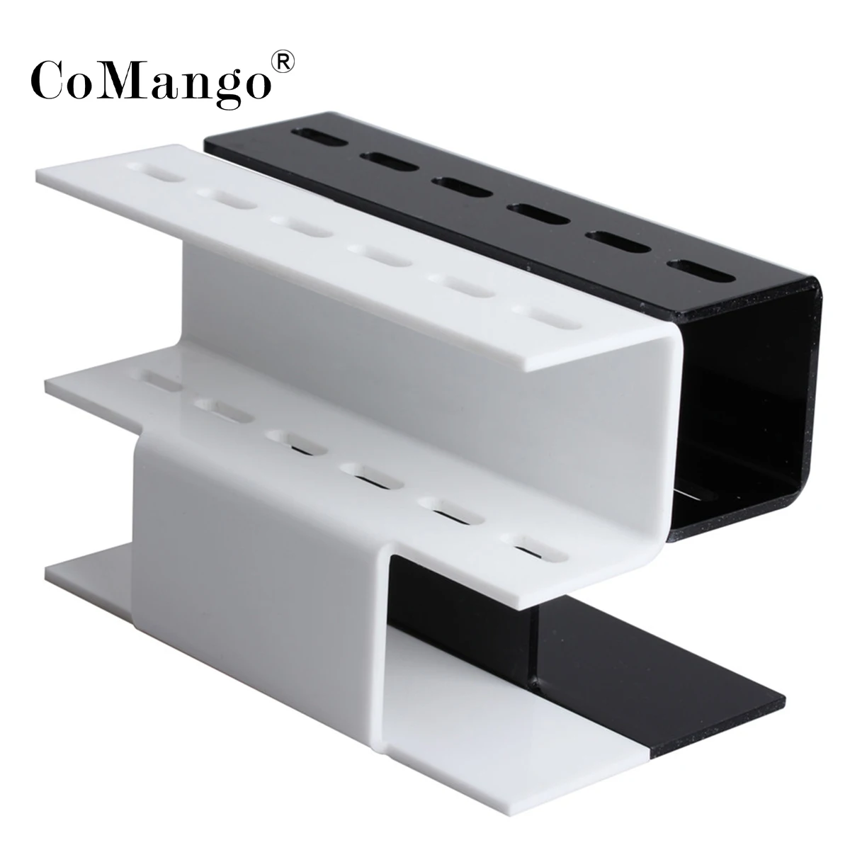 CoMango Acrylic Eyelash Tweezers Display Holder Custom Private Logo Rack 6 Holes Black Acrylic Eye-lash Extension Tools images - 6