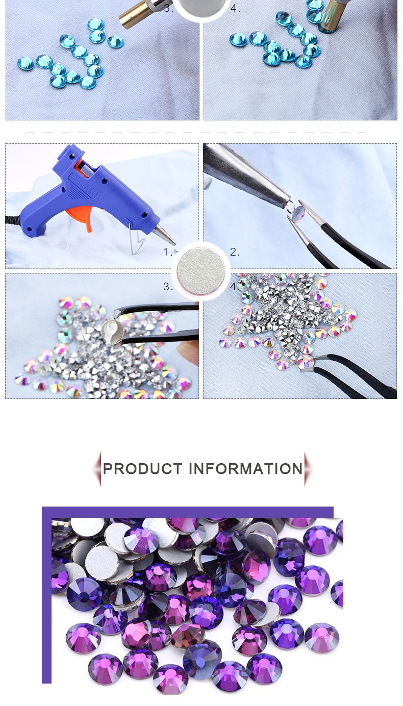 Lila Samt Strass Kristall Strass Glitters Diamant Edelstein Nicht Hotfix 3D Glitter Für Nagel Dekoration Flatback Lose стразы – Detail 3