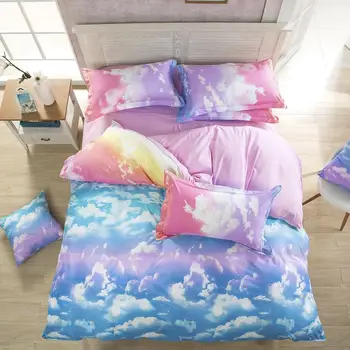 

Home Textile Bedding Sets Colored Gradient Cloud Pattern Boy Girls Bed Linen Bed 3/4pcs Pillowcases Cover Set Cover Duvet Sheet