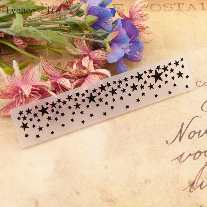 Lychee Life Star Embossing Folders Plastic Scrapbooking DIY Template Fondant Cake Photo Album Card Making plastic embossing folder embossing folder