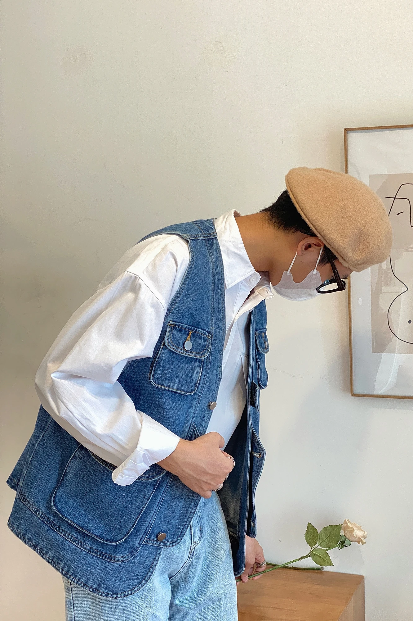 

Retro Japanese tooling men's jacket Korean version of personality casual all-match advanced denim vest jacket couple waistcoat