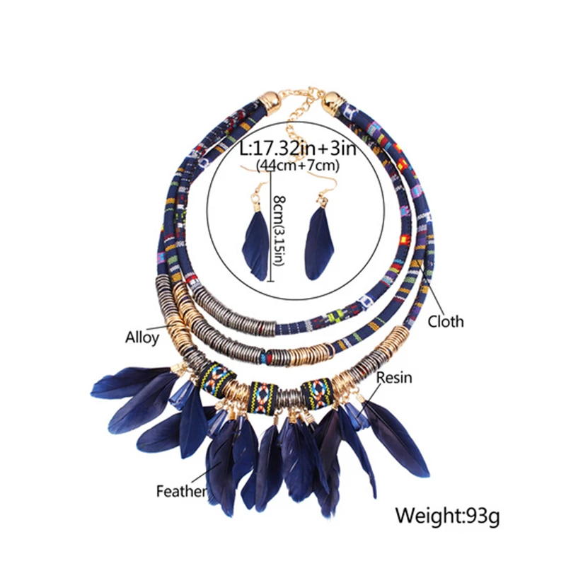 Exaggerated New Feather Jewelry Set Ethnic Gold Multilayer Red Feather Tassel African Jewelry Set 4 Exaggerated New Feather Jewelry Set Ethnic Gold Multilayer Red Feather Tassel African Jewelry Set