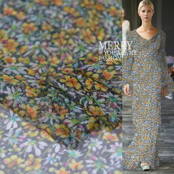 

Crinkle pure silk georgette gauze silk fabric soft and thin for dress floral print,SCG648