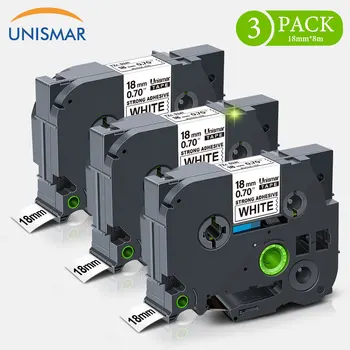 

Unismar 3PK Tze-241 Tze241 Black on White Laminated Label Tape for Brother PTouch PTD450VP PTD400 PTE300VP PTE500VP PTP900W 18mm