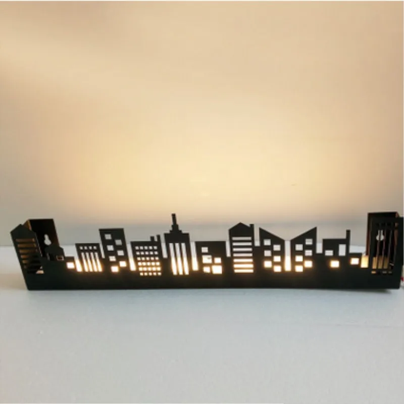 Modern Art Building Silhouette Wall Lamp Individuality Concise Iron Light Bedroom Study Living room Decoration | Лампы и освещение