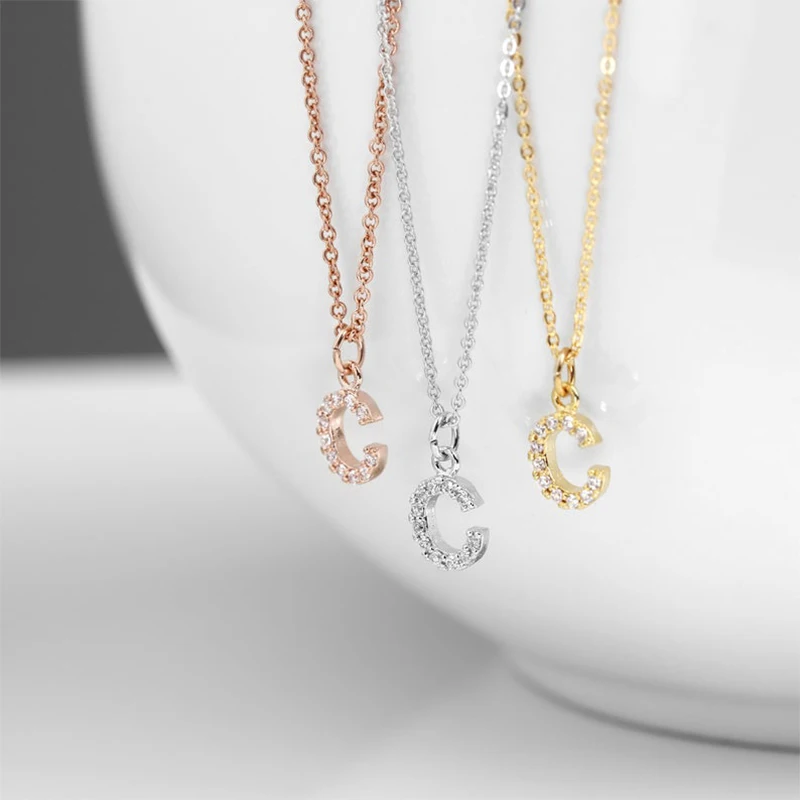 

HIYONG Personalized Cubic Zirconia Crystal 26 Initial Name Letter Pendant Necklace for Women DIY Custom Jewelry Gifts For Lovers