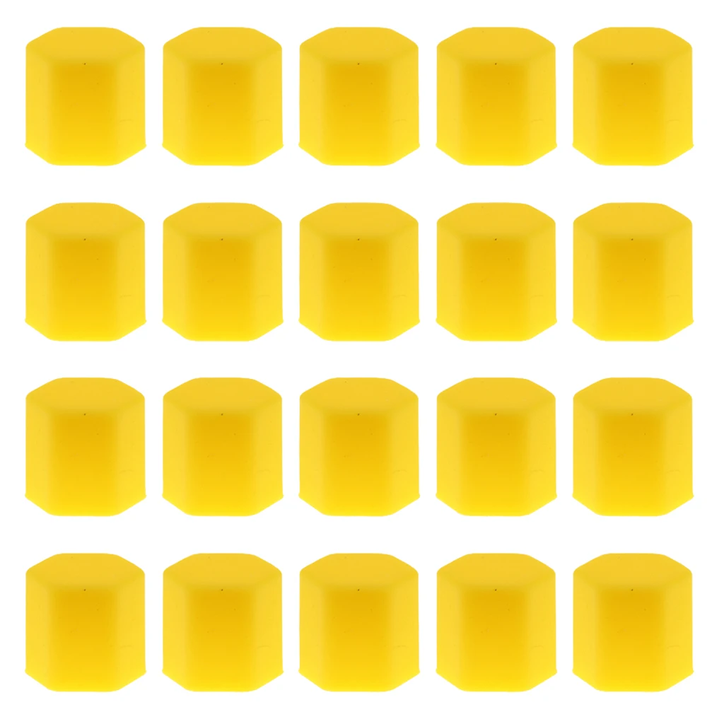 20 Silicone Wheel Screw Nut Bolt Antirust Protect Cover Tyre Cap 17MM Yellow