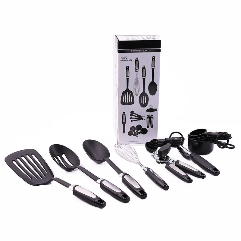 

14 pcs Nylon Kitchen Set Cooking Tools Utensils Set Spatula Shovel Soup Spoon with stainless steel Handle Special Heat-resistant