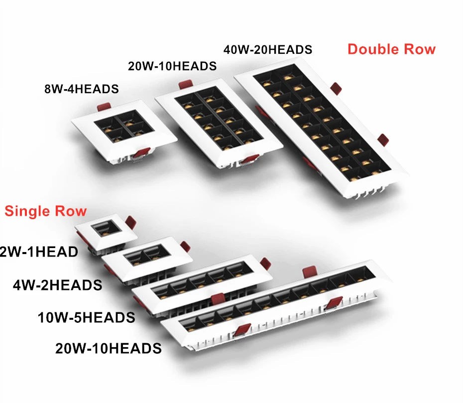 [DBF] Однорядный длинный квадратный фотосветильник с регулируемой яркостью 2 Вт 4 10