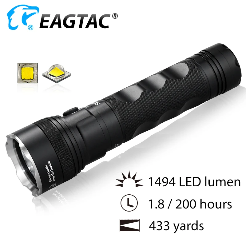 

EAGTAC SX25A6 LED Flashlight 1494 Lumens 6*AA Battery Three Outputs Instant Strobe SOS Flash Beacon