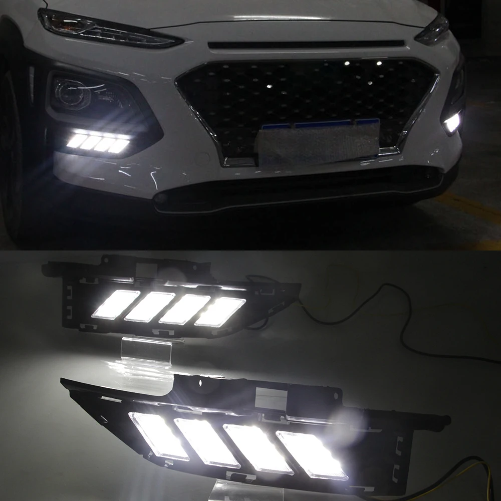 Auto lampeggiante 1 Set LED DRL per Hyundai ENCINO 2018 2019 2020 luce di marcia diurna con indicatore di direzione giallo notte blu - Image 4