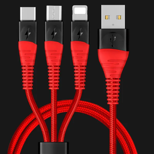 Red ACCEZZ 3 в 1 зарядный кабель освещение для iPhone X XS MAX XR 8 7 Plus Micro usb type C Зарядка для Mi9 8 huawei P30 кабель для передачи данных - Цвет: Red
