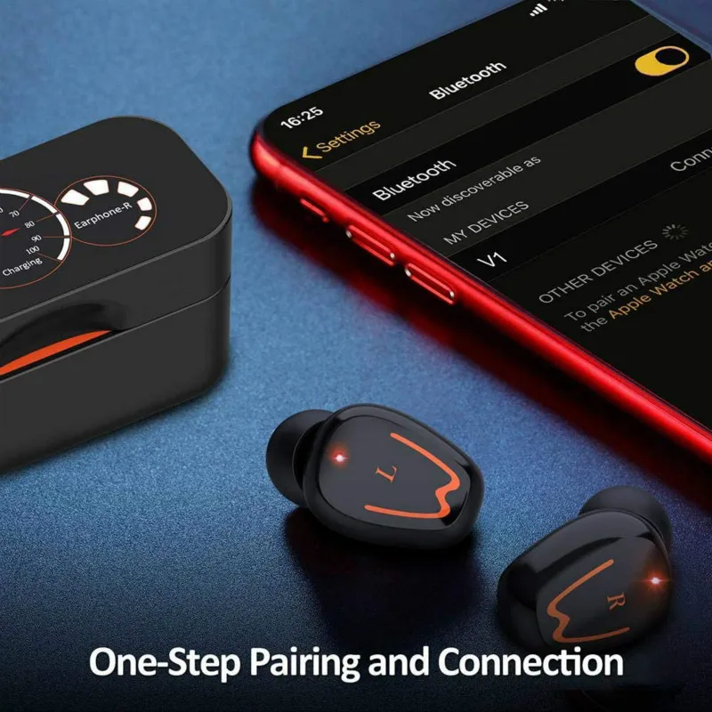 V1 TWS Bluetooth Earphone V5 0 EDR Sport Earbuds Wireless Noise Cancelling Bluetooth Earphone IPX7 Waterproof With Charging Case