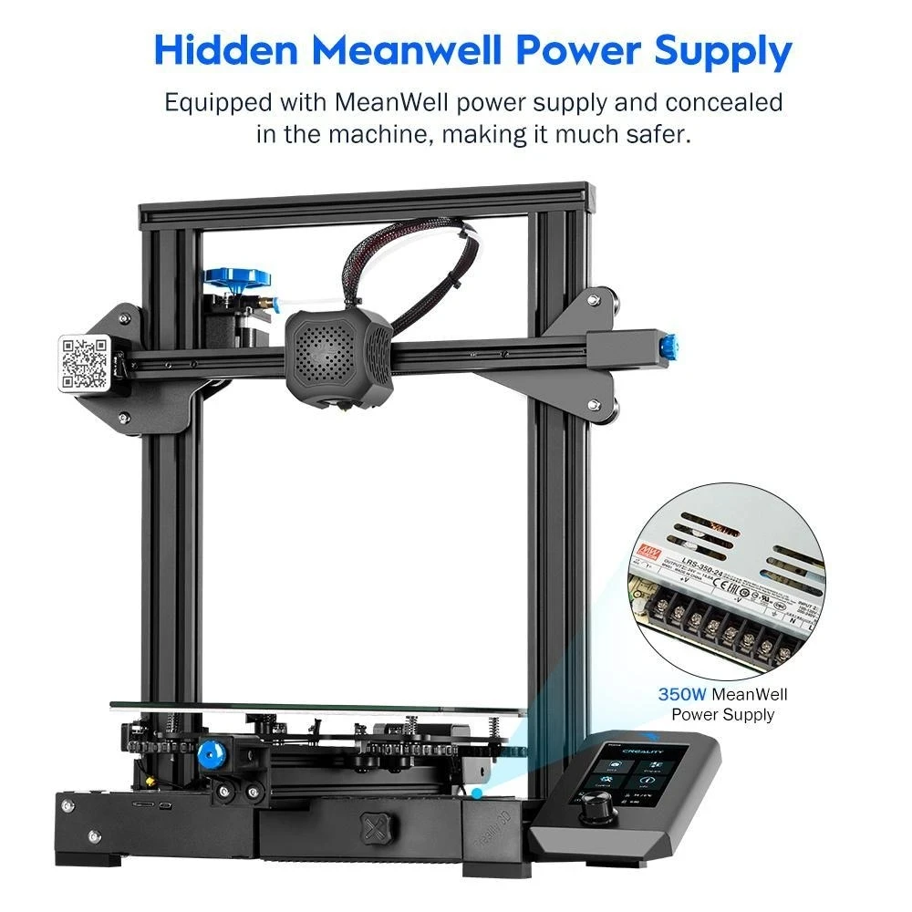 Creality Ender-3 V2 3D Printer FDM Printing Kit Upgraded Silent Motherboard Glass Bed 4.3 Inch Color Lcd Sensor Resume Printing