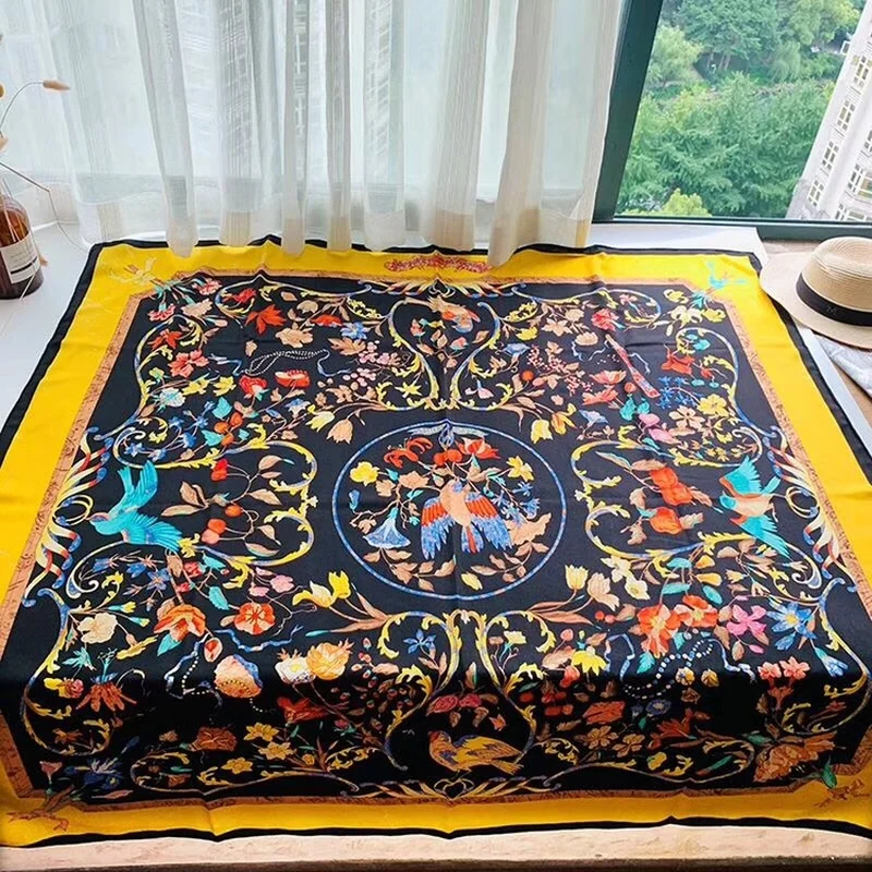 Красивые Кашемир, шелк из смешанной трикотажной ткани шарф модная шаль шарф-палантин пальто Обертывания красивый цветочный узор