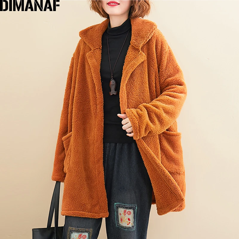 DIMANAF более Размеры Для женщин куртка осень-зима флис толстый зимний женский