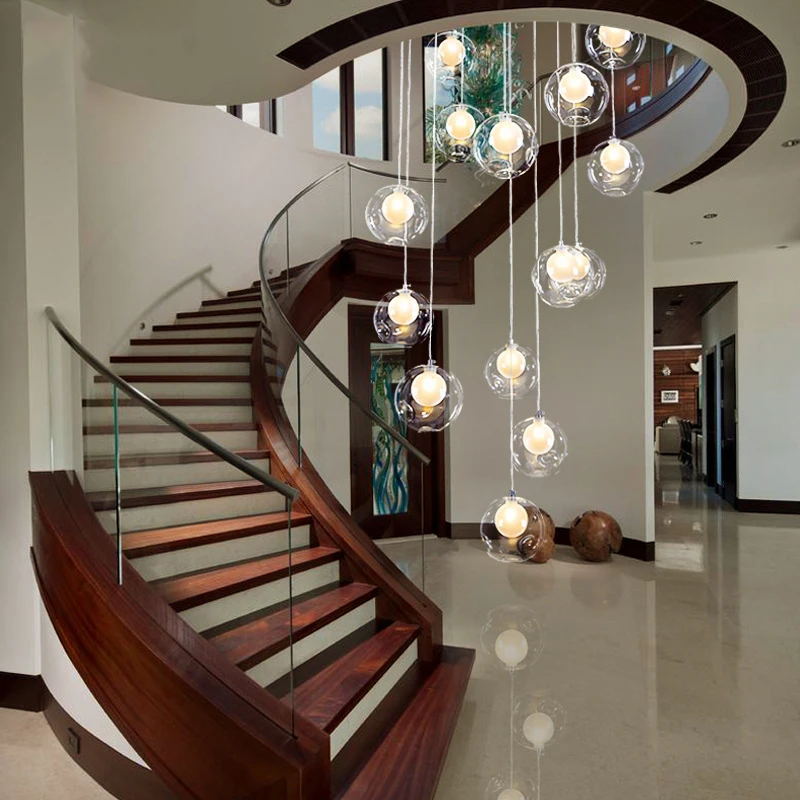 Скандинавский светодиодный подвесной светильник из пузырчатого стекла