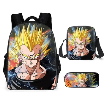 

3Pcs/Set Hot Sale 3D Printing Dragon Ball Super Children Shoulder Backpack Kids Baby School Bags Saiyan Bookbag Boys and Girls