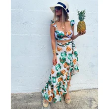 2020背中チュニックビーチドレスビキニロングドレスプリント水着女性水着ビーチウェアパレオサイダデプライア(China)