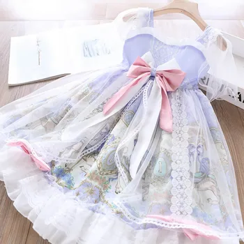 

2020 Summer Girls Big Bow Lace Princess Dress Children's Clothing Wholesale