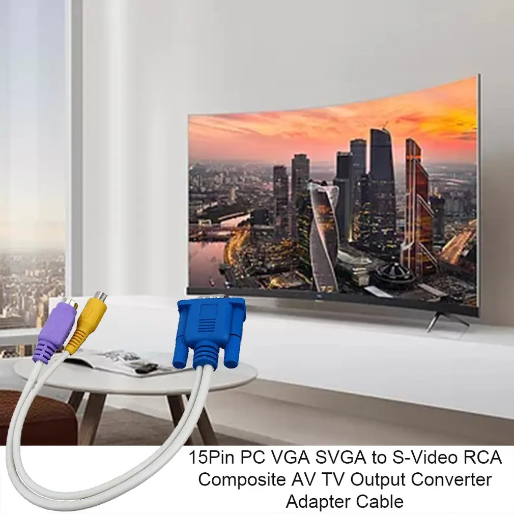 1 шт. 15Pin pc VGA SVGA к s-видео RCA композитный AV ТВ выход конвертер Кабель-адаптер