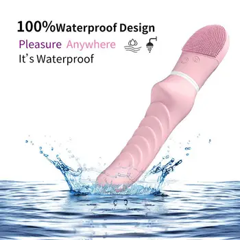 

Rechargeable Wand Massager with Facial Cleansing Brush,IPX7 Waterproof,Advanced Face Spa System for Exfoliating Deep Clease