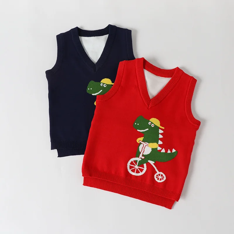

Boys' Sweater Waistcoat 2019 Spring And Autumn New Style Little Dinosaur CHILDREN'S Sweater Children Korean-style Sweater