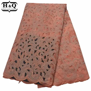 

H&Q 2019 Handcut African Organza Lace Fabric With Stones Hollow Out Lace Nigerian Lace Swiss Lace 5 Yards/PIece For Party Gown