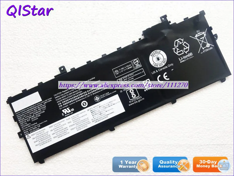 QISTAR 11,58 V 4920mAh подлинный 01AV494 SB10K97586 Аккумулятор для ноутбука lenovo Thinkpad серии ThinkPad X1 Carbon