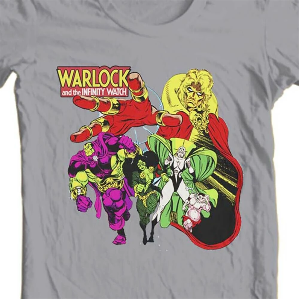 Мужская и женская футболка Adam Warlock Infinity Watch хлопковая в стиле ретро с изображением