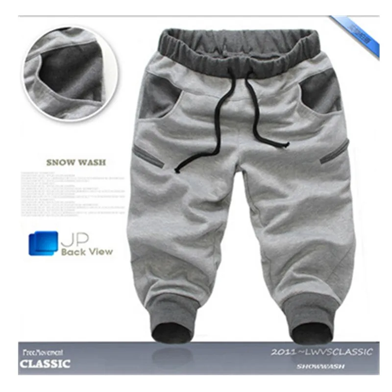 NEW men's Sport pants Summer Outdoor Hot Sale Casual Men Short Pants Relaxed Fit Elastic Waist Seven Pants - Цвет: gray