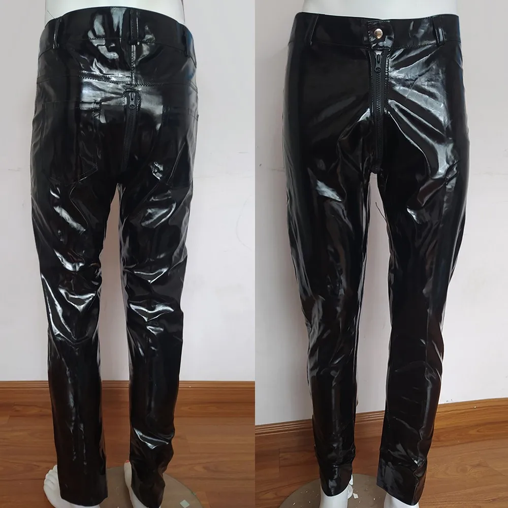 Men trousers Leather pants Faux Leather Wetlook Tight Pants Leggings Clubwear Zip Autumn Baggy Fashion Oversize Sports Pants