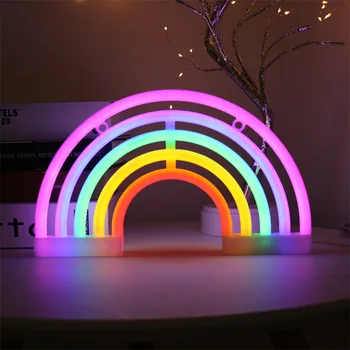 

Hot Sales Wall Hanging Rainbow Neon INS Room Decorative Lights Dual-Use 5-Color Rainbow Hanging Neon