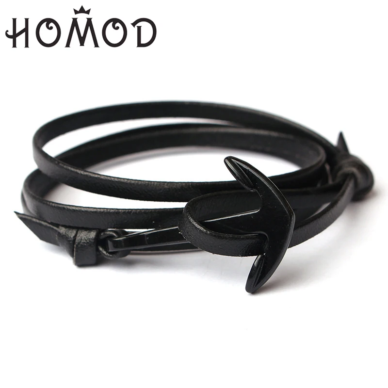 Leather кожаный браслет с якорем из нержавеющей стали Pulseira для мужчин и для женщин ювелирные изделия высокого качества браслеты Homme для мужчин