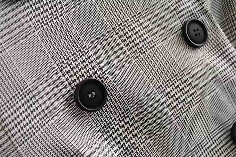 Withered england style office lady double breasted notched loose vintage houndstooth party playsuits women plus size