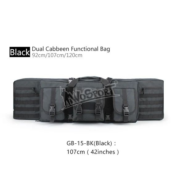 52 дюймовые военные охотничьи спортивные сумки 600D Oxford двойная Функциональная сумка армейский CS пистолет винтовка сумка для воздушного диапазона рюкзак сумка - Цвет: GB-15-BK