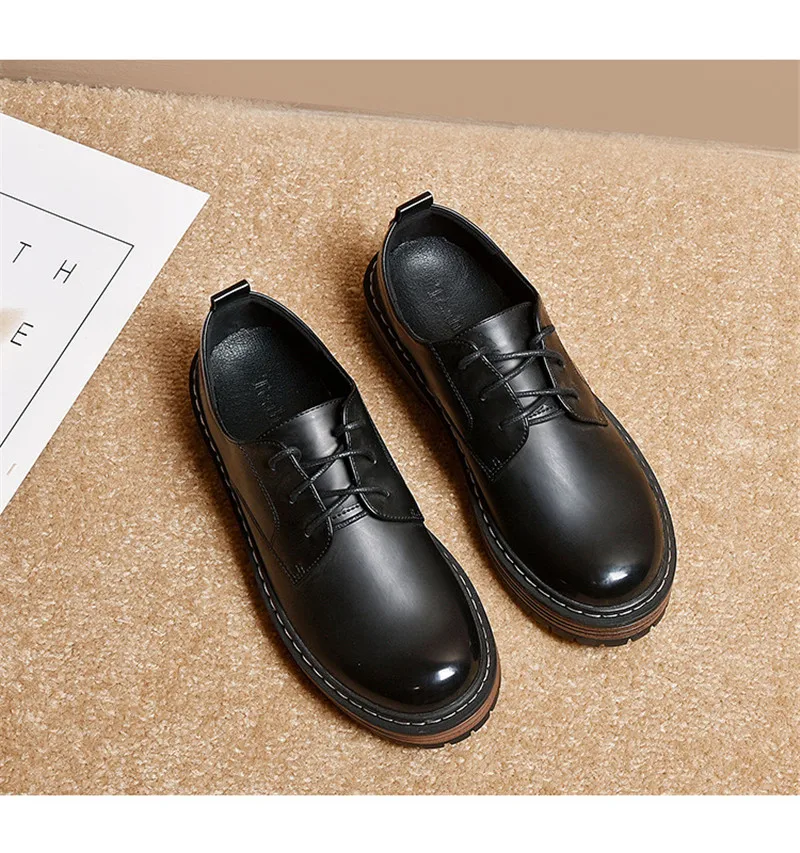 British Style Women Flats Platform Oxfords Vintage Lace Up Ladies Girls Brogues Shoes Black Brown College Oxford Shoes For Woman (8)