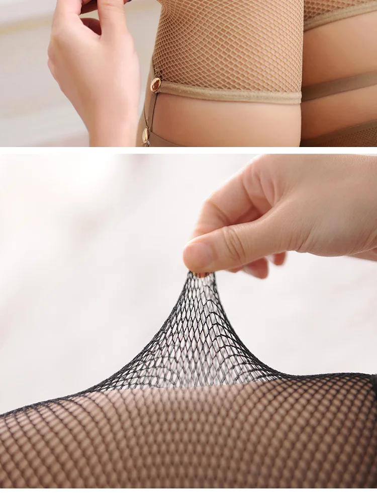 Sexy Fishnet Stockings for Women Erotic Lingerie Sexy Temptation Stockings Fashion Rivet Lace Mesh Stockings Pantyhose Nightwear