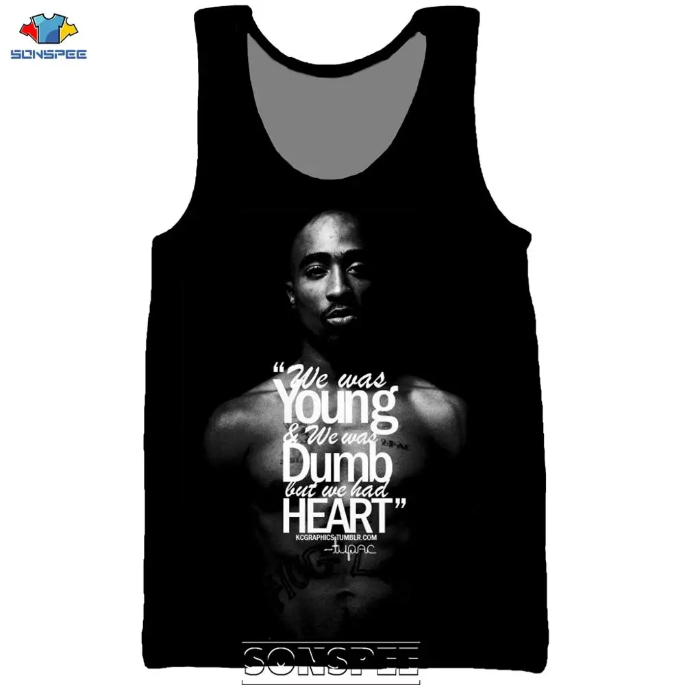 Мужская футболка SONSPEE хип хоп Тупак рэп 3D принт повседневная одежда 2Pac фитнес