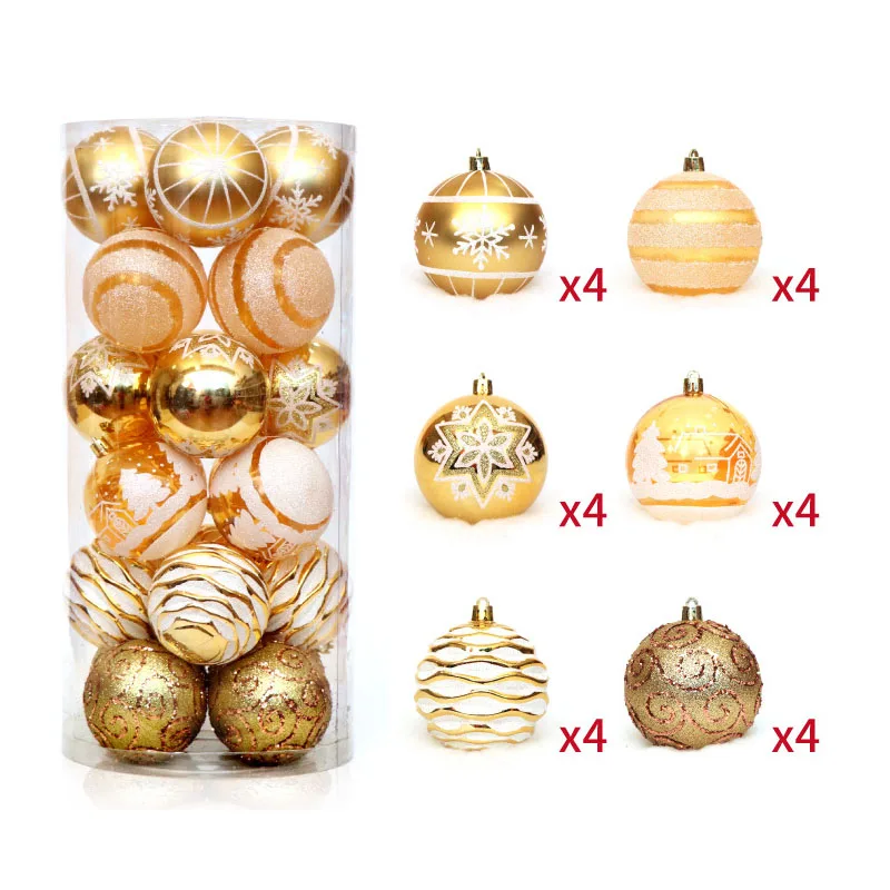 24pcs/lot 6cm Christmas Tree Balls Birthday/Wedding Baubles Ornament Ball Party Home Decor New Year - Цвет: gold 1