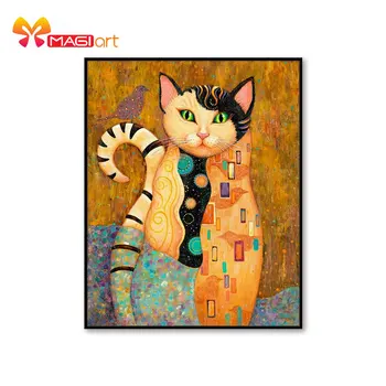 

Cross stitch kits Embroidery needlework sets 11CT water soluble canvas patterns 14CT Animal Style Mr. Meow -NCMA124