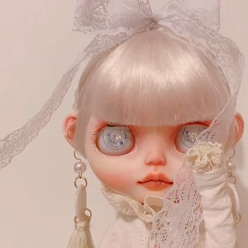 

ICY 19 joint blyth doll with makeup face whiteskin with wig Girl gift Indifferent expression makeup doll Fashion retro dark skin