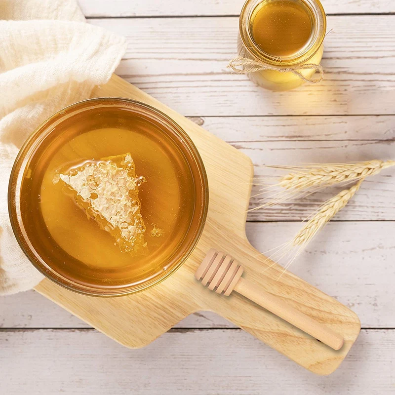 

150 Pack 3 Inch Mini Wood Honey Dipper Sticks, Individually Wrapped, Server for Honey Jar Dispense Drizzle Honey