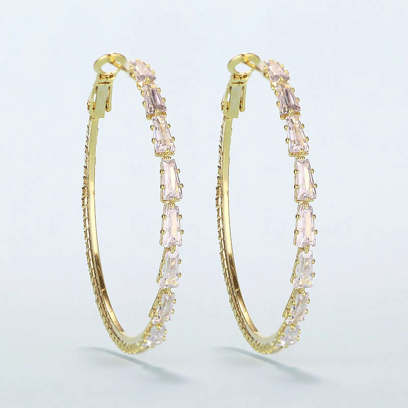 

Personality Zircon Hoop Earring French Exaggeration Big Earrings Female Silver Post Prevent Allergy XIUMEIYIZU Jewelry Wholesale