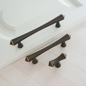 

3.75" 5" Black Copper Cabinet Drawer Knobs T Type Door Knobs Kitchen Cabinet Handle Wardrobe Door Pulls Handle 96 128mm Hardware