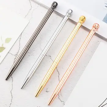 

24 pcs/lot Creative Skull Metal Ballpoint pen Cute Business Ball pens Signature pen office School writing supplies