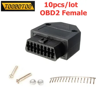 

10pcs/lot High Quality 16Pin Adapter Female OBD OBD2 Female Diagnostic Plug Connector Diagnostic Interface With Enclosure